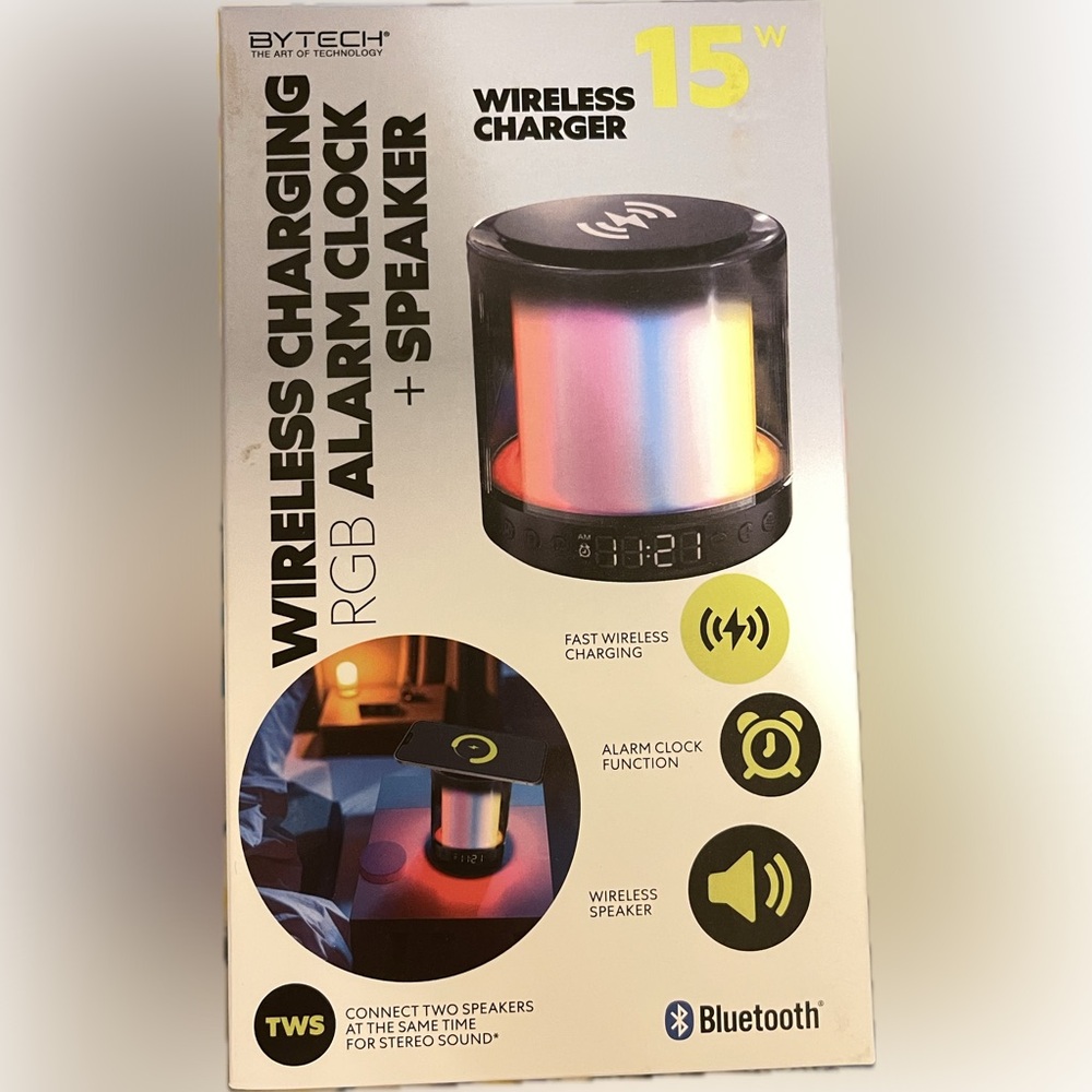 Portable Colorful Wireless Charging Alarm Clock Speaker! MAKE AN OFFER! Bundle